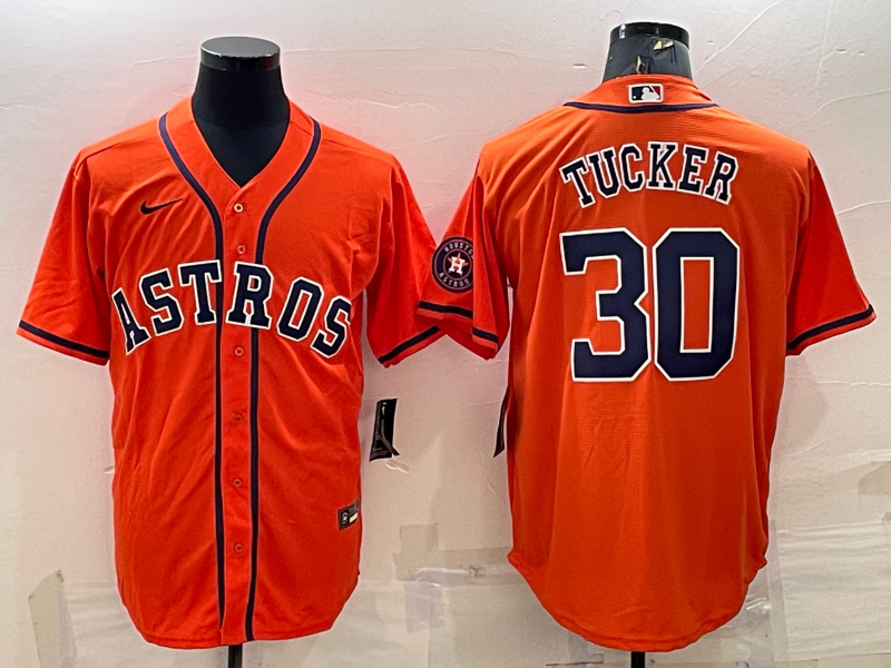 Men's Houston Astros #30 Kyle Tucker Orange With Patch Cool Base Stitched Jersey Men's Houston Astros #30 Kyle Tucker Orange With Patch Cool Base Stitched Jersey
